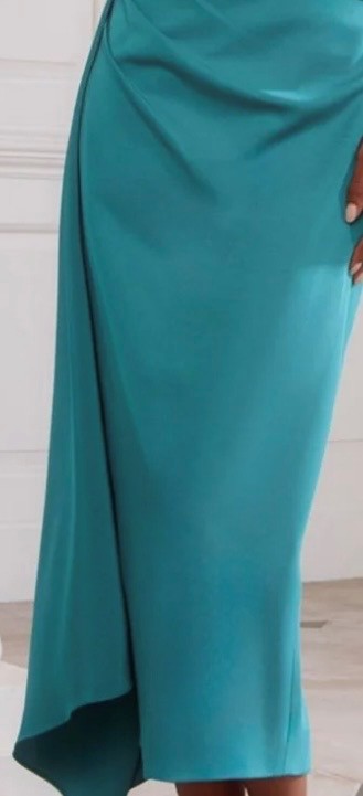 John Charles 66744 Peacock One Shoulder Midi Occasion Dress