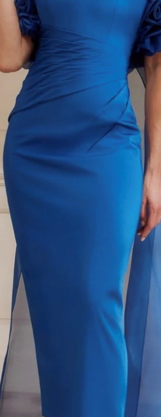 John Charles 29309 Sapphire Off-The-Shoulder Embellished Occasion Dress