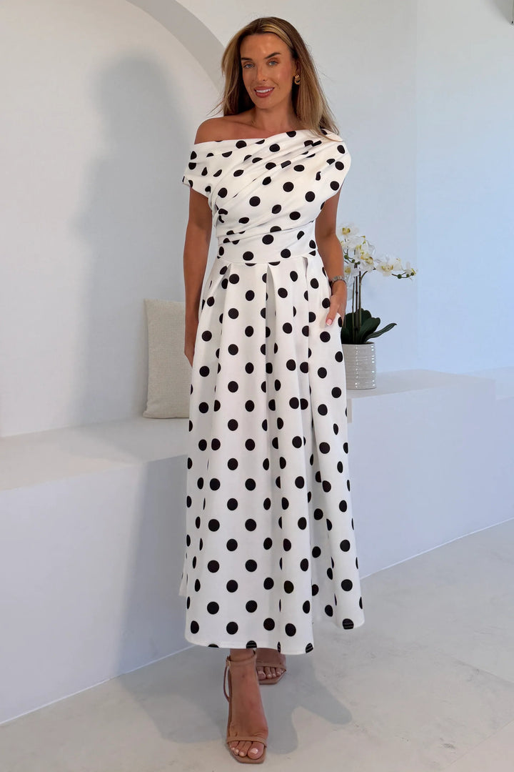 Dresses at Rouge Betty Dress in White and Black Dots