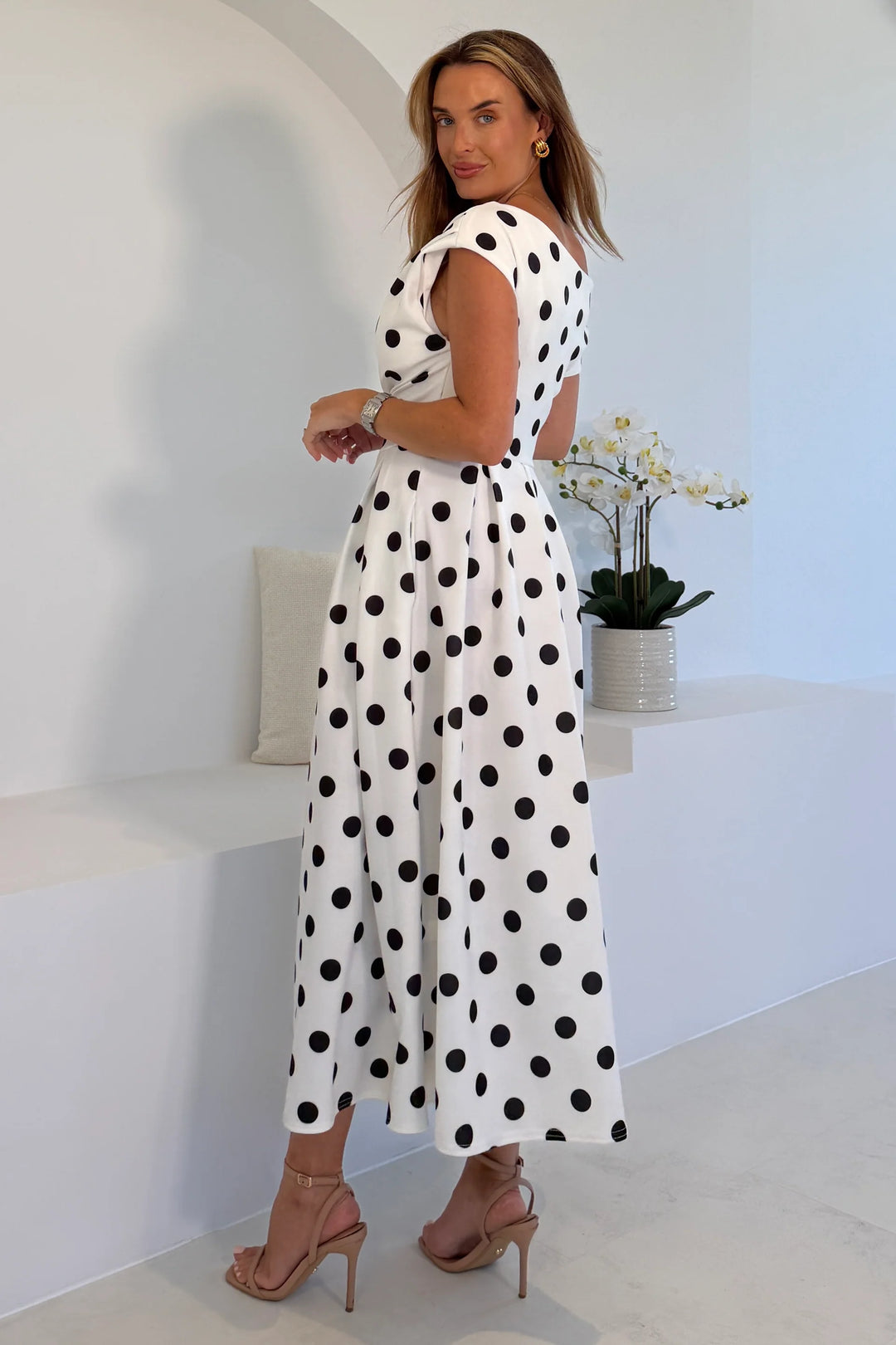 Dresses at Rouge Betty Dress in White and Black Dots