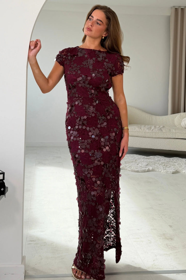Dresses by Rouge Georgia Sequin Rich Burgundy Dress