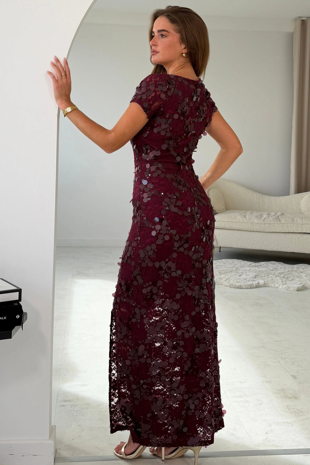 Dresses by Rouge Georgia Sequin Rich Burgundy Dress