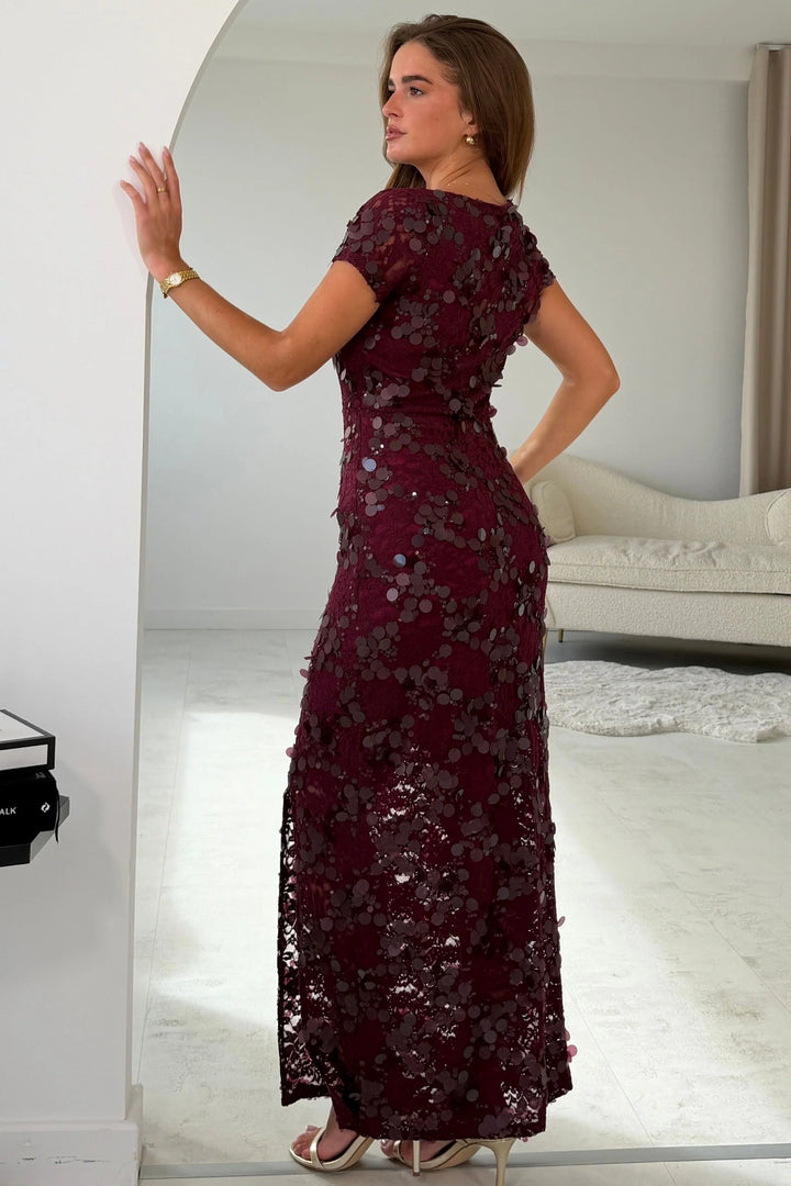 Dresses by Rouge Georgia Sequin Rich Burgundy Dress