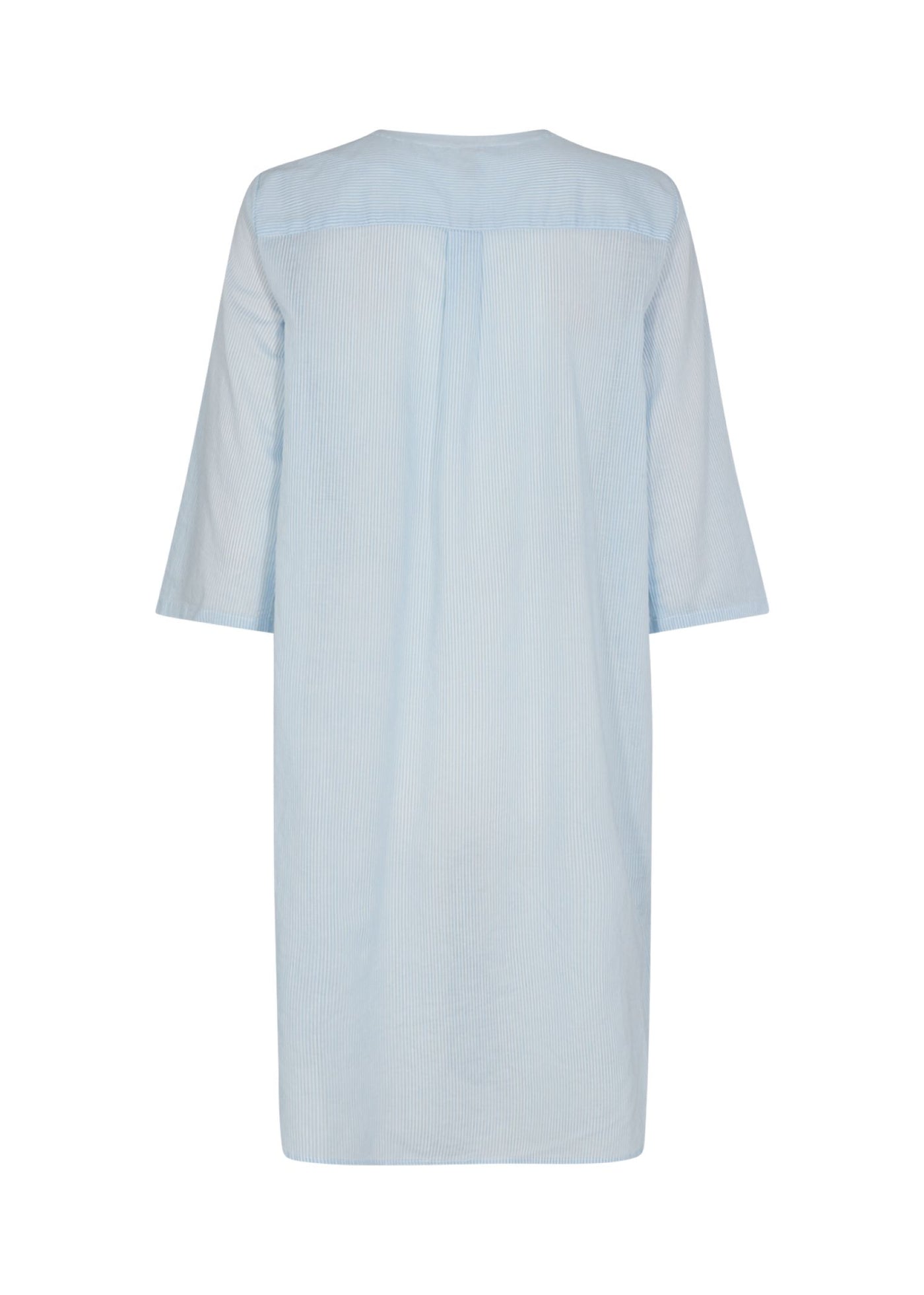 SC Dinah Blue and White striped Longline shirt with Grandad Collar