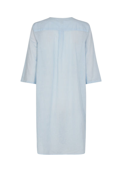SC Dinah Blue and White striped Longline shirt with Grandad Collar