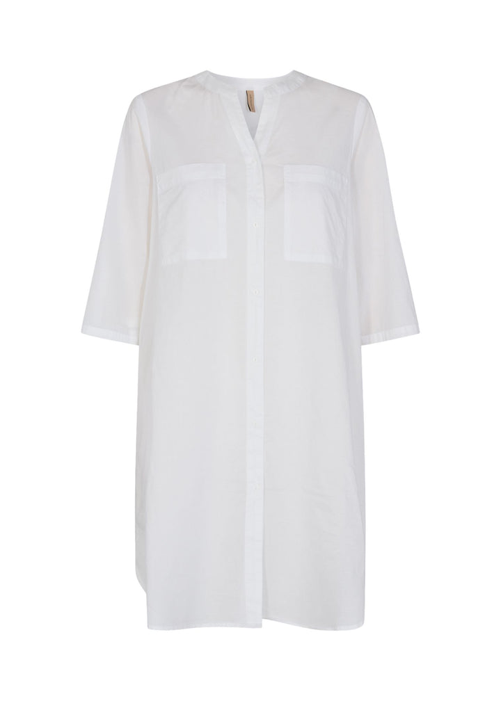 Soyaconcept SC Dora 18006 White Longline Shirt with Grandad Collar