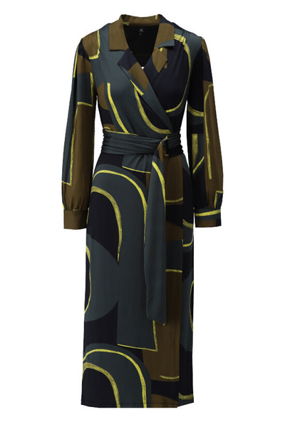 K-Designs X141 Green Print Sleeved Wrap Dress