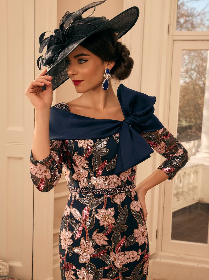Veni Infantino 992801 Navy Pink Sequenced Sleeved Dress