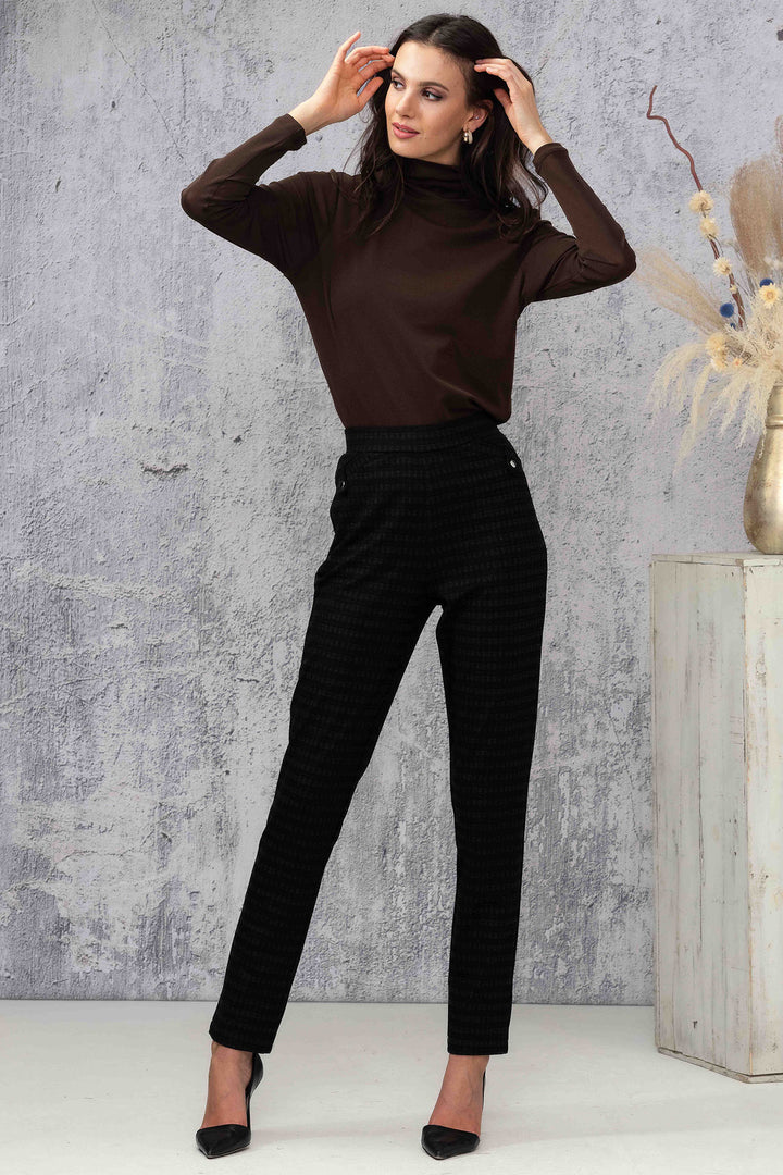 Alison Sheri A44509 Trousers Charcoal Grey Check - Rouge Boutique Inverness