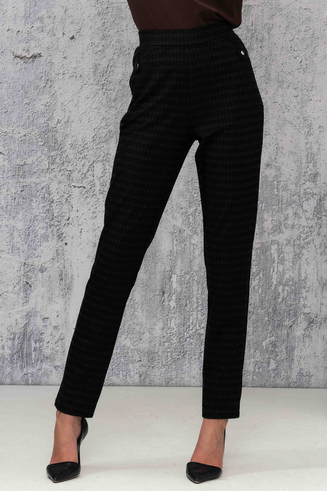 Alison Sheri A44509 Trousers Charcoal Grey Check - Rouge Boutique Inverness