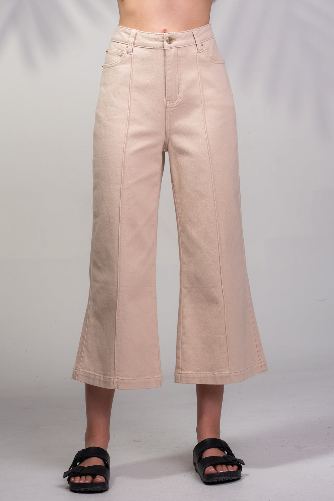 Alison Sheri A45025 Sand Beige Crop Wide Leg Trouser - Rouge boutique Inverness