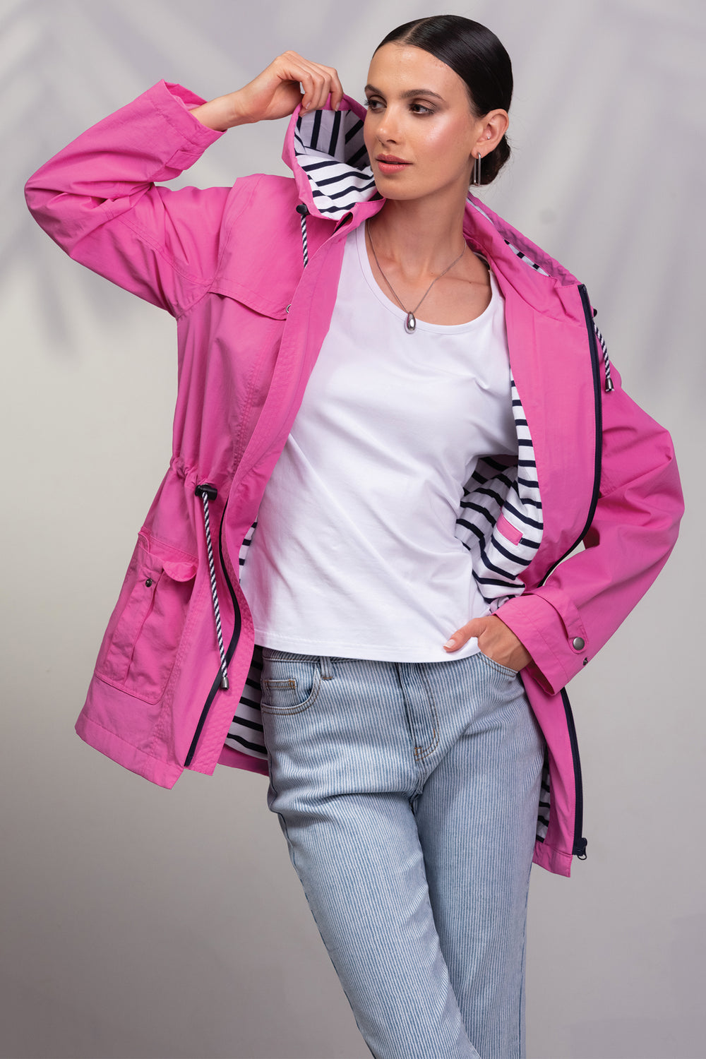 Alison Sheri A45126 Fuchsia Summer Jacket Windproof Waterproof - Rouge Boutique