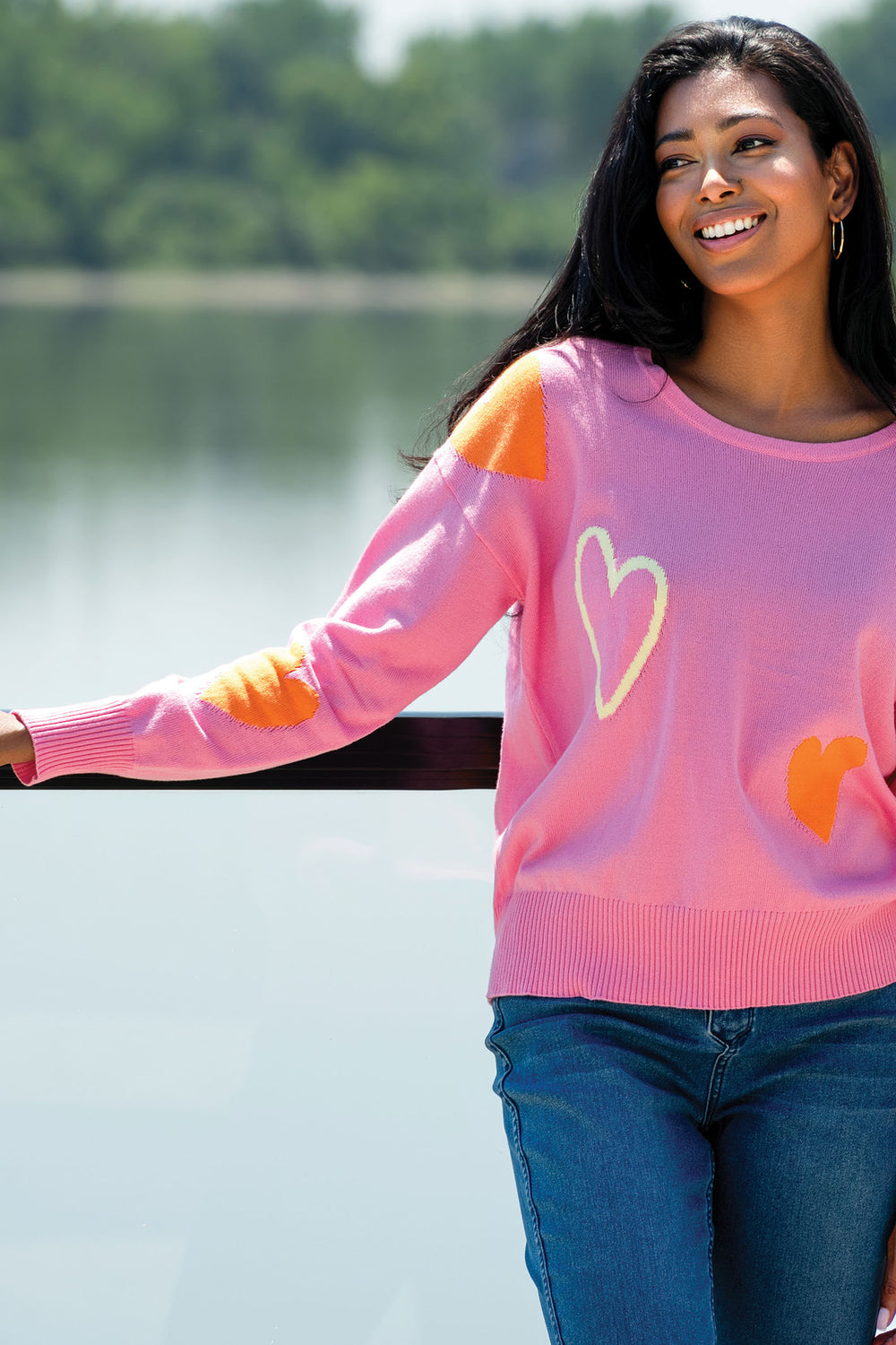 Alison Sheri A45130 Fuchsia Pink Love Heart Jumper - Rouge Boutique Inverness
