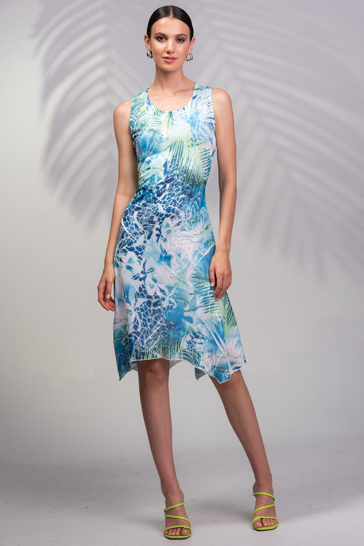 Alison Sheri A45450 Blue Print Hankie Hem Summer Dress - Rouge Boutique Inverness