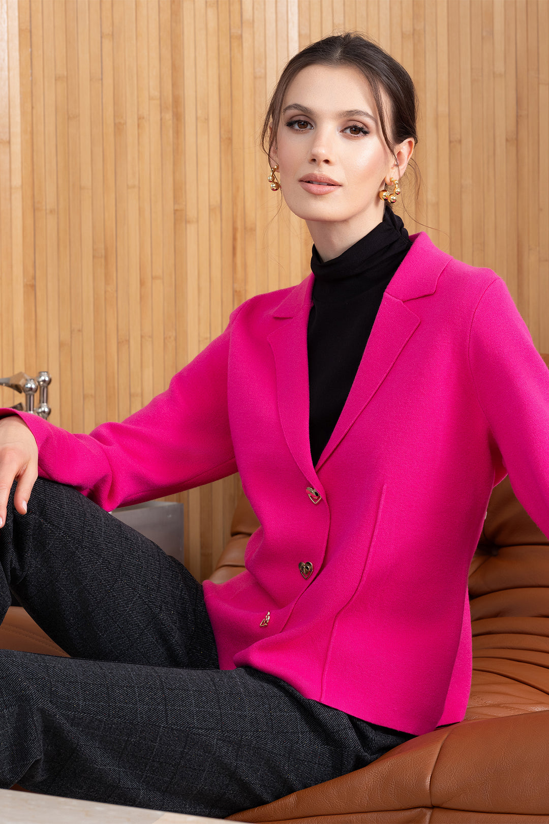 Alison Sheri A46058 Fuchsia Pink Knit Jacket - Rouge Boutique Inverness