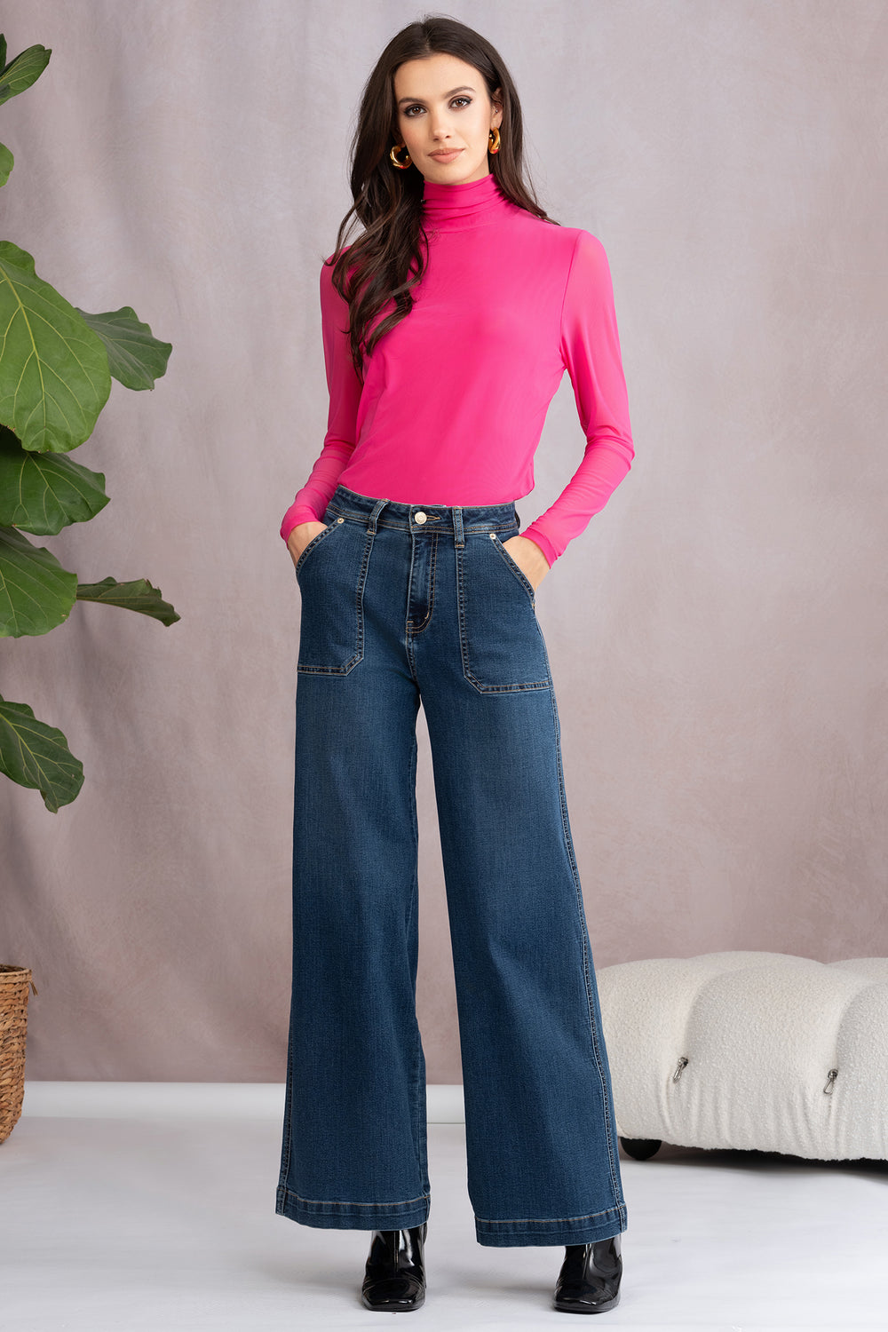 Alison Sheri A46110 Blue Wide Leg Culotte Jeans - Rouge Boutique Inverness