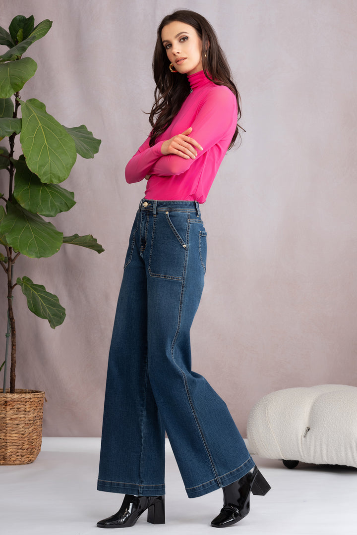 Alison Sheri A46110 Blue Wide Leg Culotte Jeans - Rouge Boutique Inverness