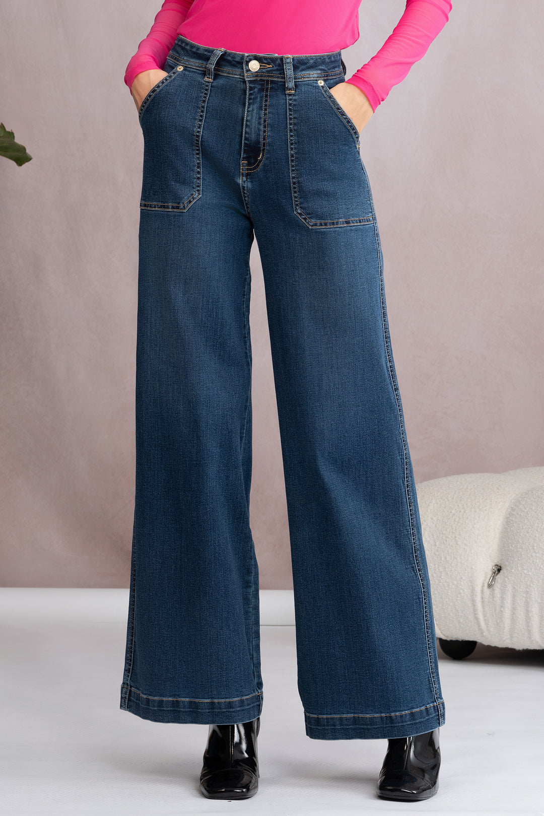 Alison Sheri A46110 Blue Wide Leg Culotte Jeans - Rouge Boutique Inverness