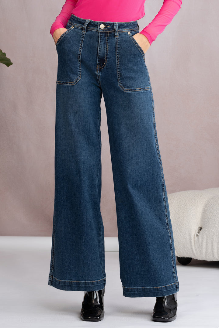 Alison Sheri A46110 Blue Wide Leg Culotte Jeans - Rouge Boutique Inverness