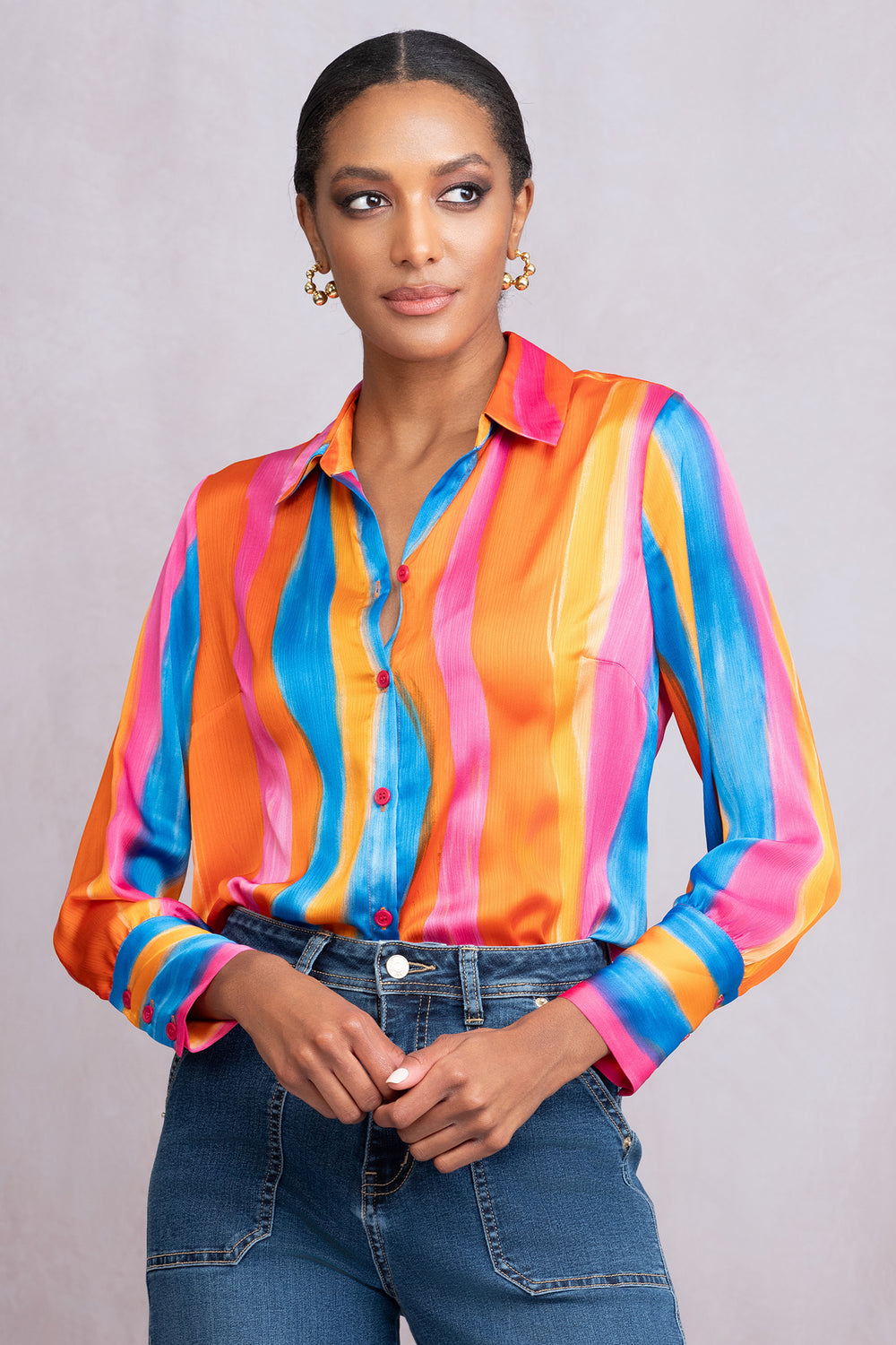 Alison Sheri A46125 Multicolour Stripe Blouse - Rouge Boutique Inverness