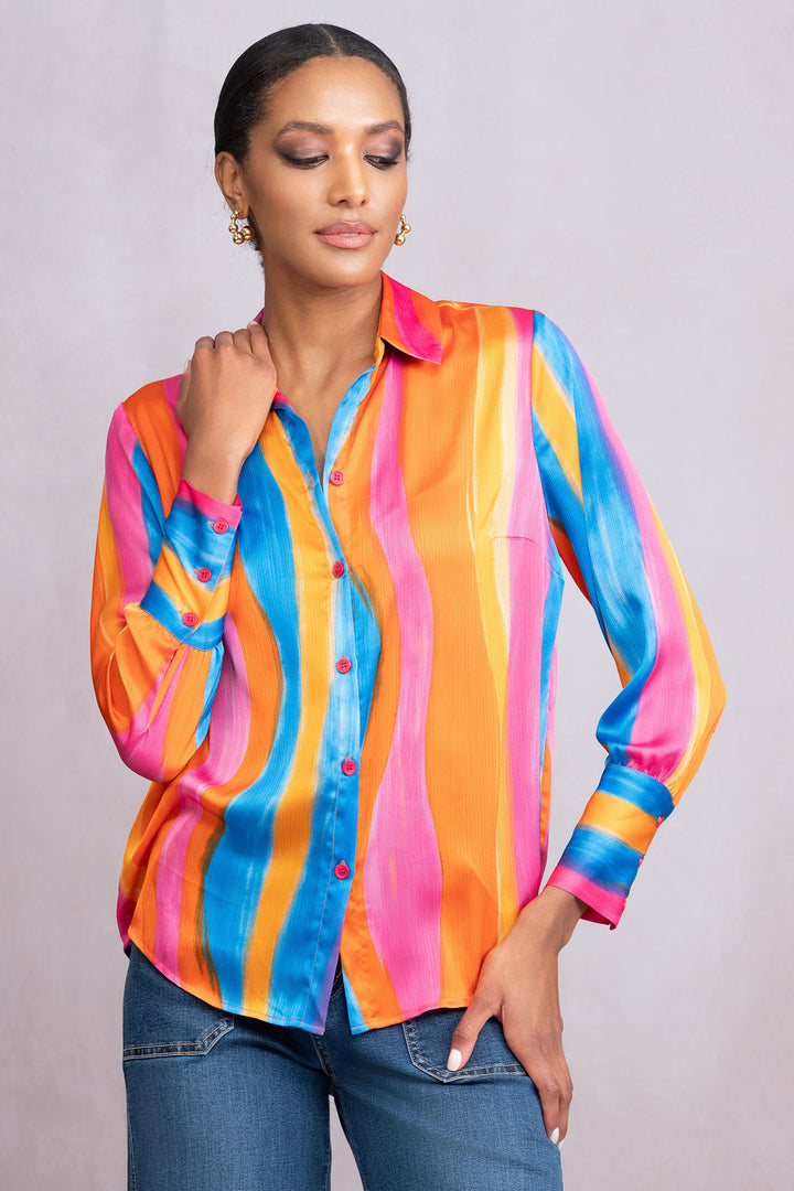 Alison Sheri A46125 Multicolour Stripe Blouse - Rouge Boutique Inverness