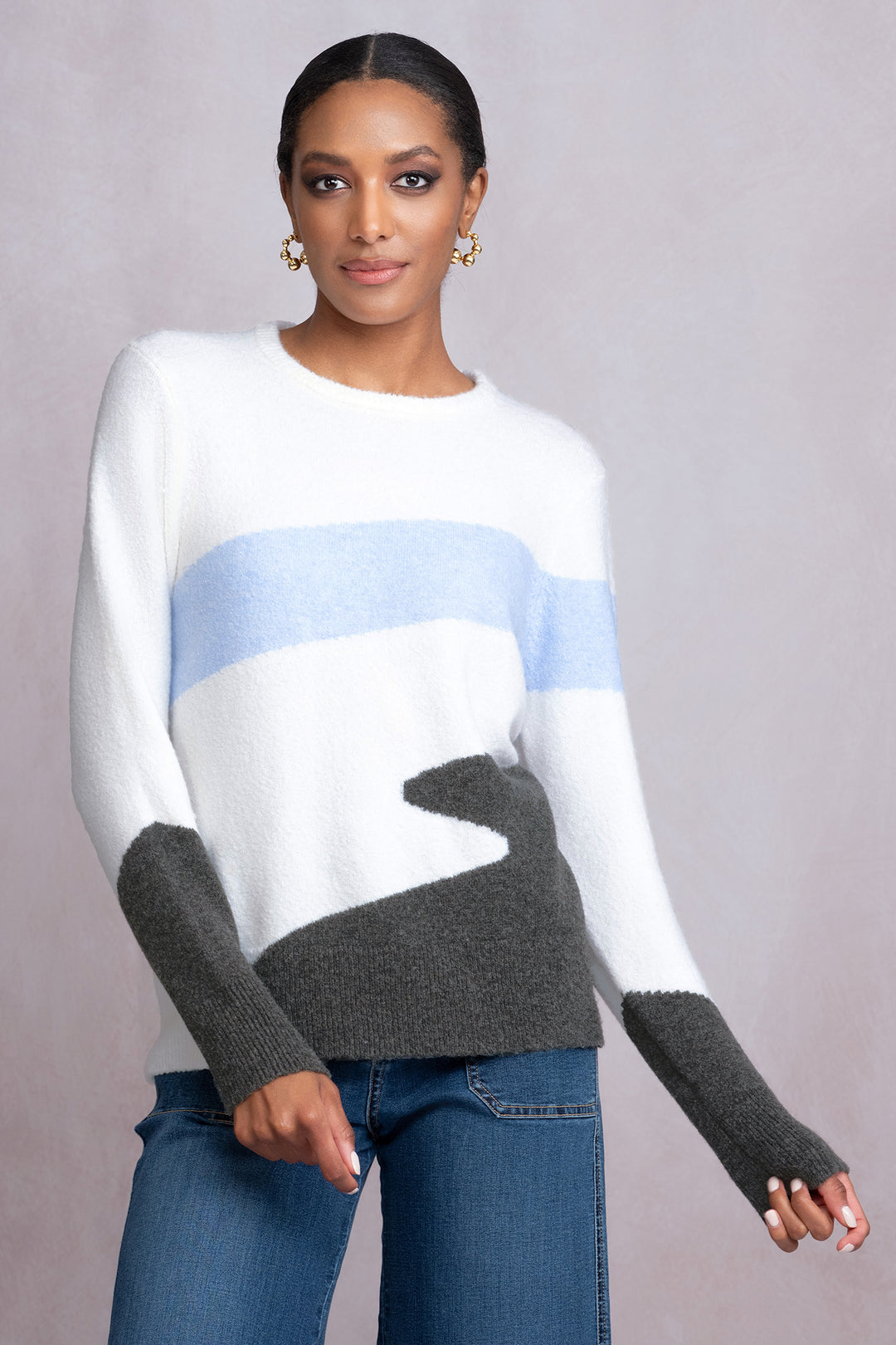 Alison Sheri A46159 White Block Colour Jumper- Rouge Boutique Inverness