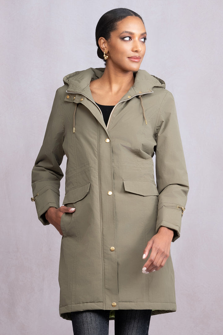 Alison Sheri A46190 Green Parka Hooded Coat - Rouge Boutique Inverness