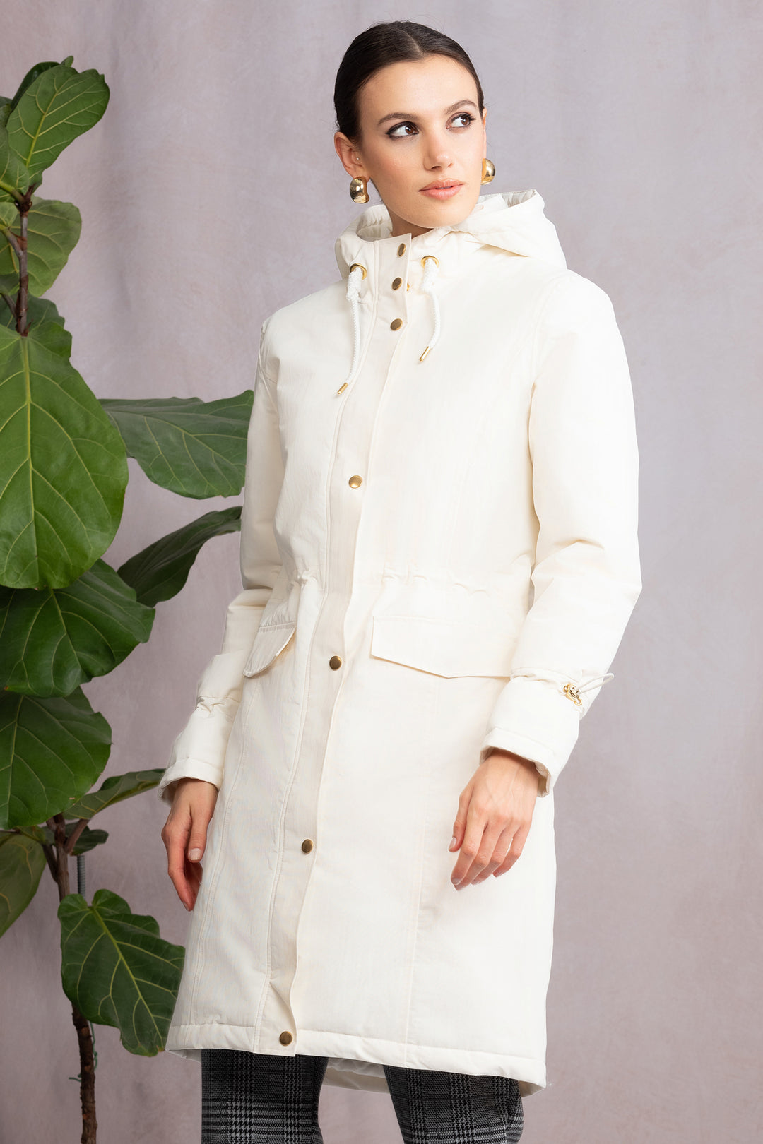 Alison Sheri A46190 Off White Parka Hooded Coat - Rouge Boutique Inverness