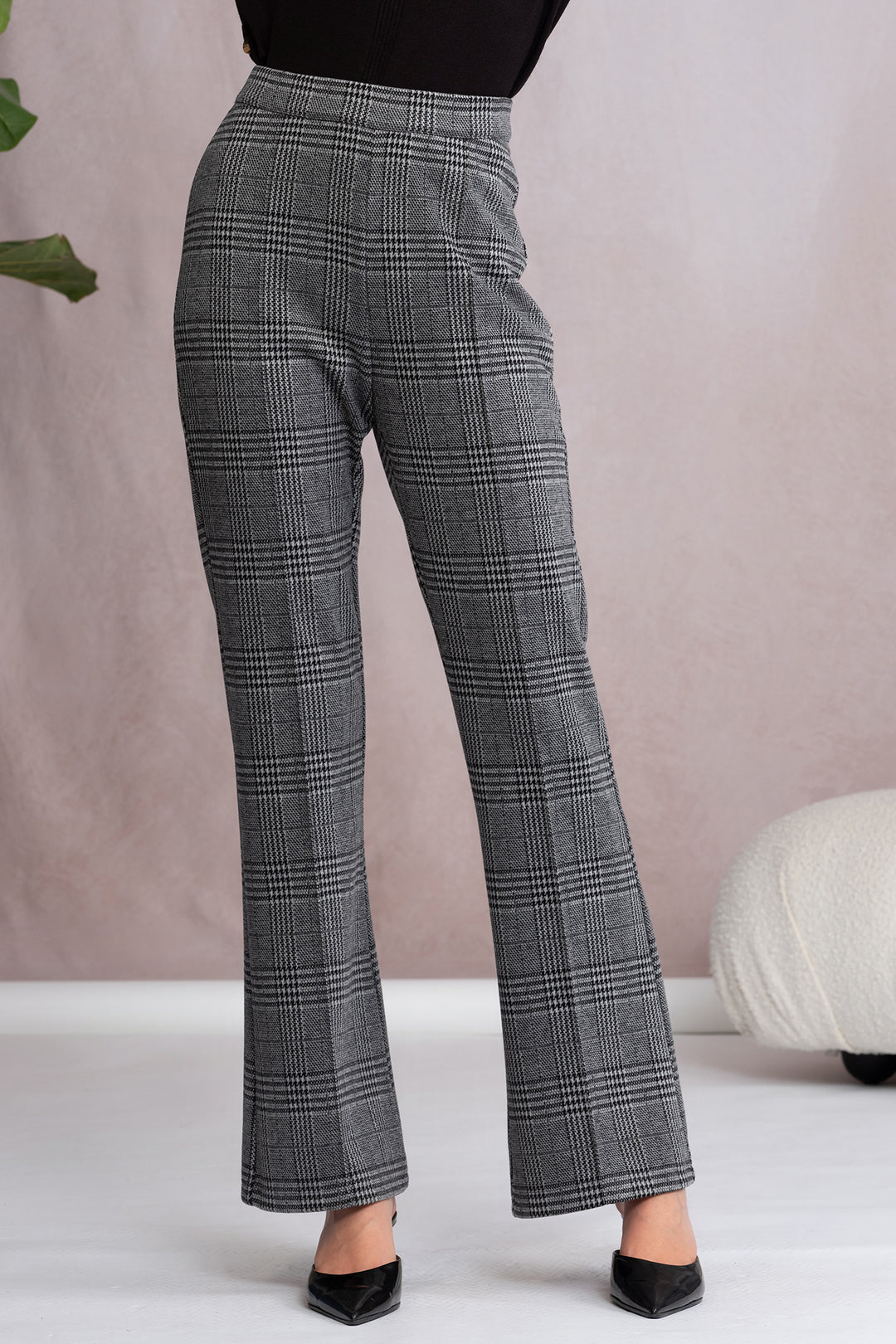 Alison Sheri A46260 Grey Check Pull-On Trousers - Rouge Boutique Inverness