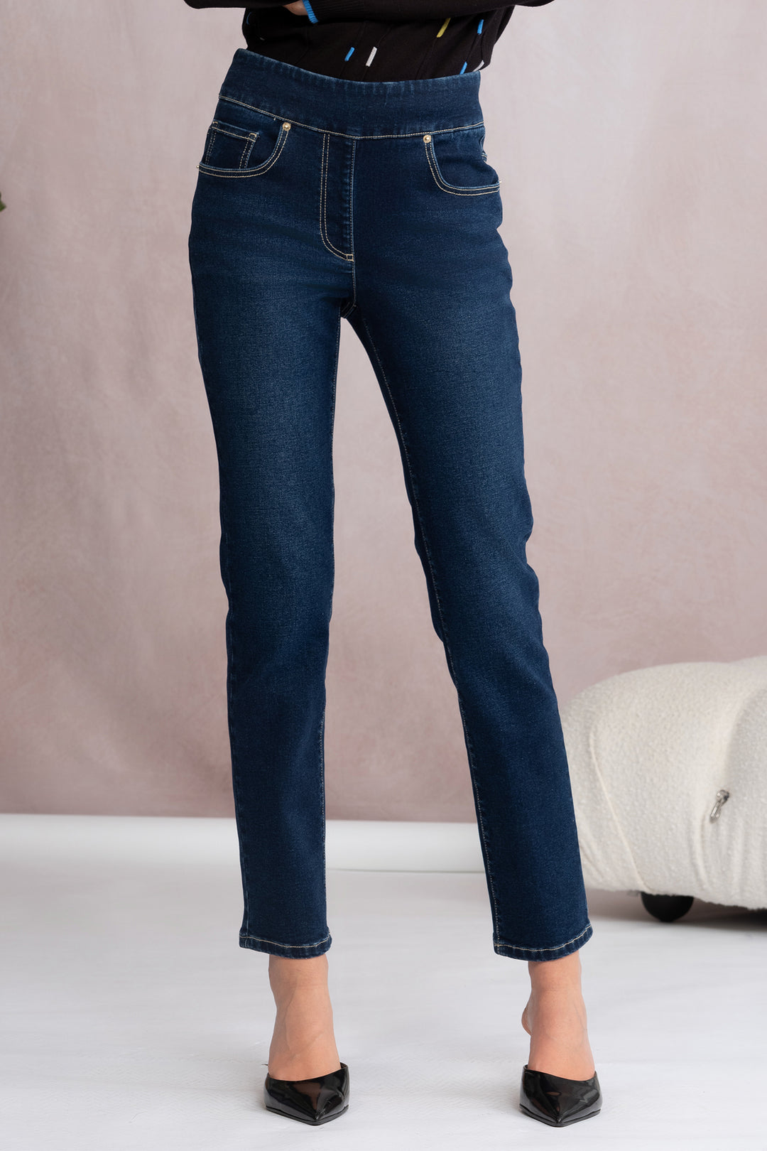 Alison Sheri A46279 Dark Blue Pull-On Jeans - Rouge Boutique Inverness