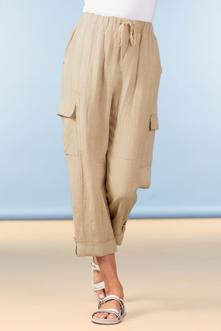 Alison Sheri A47008 Sand Beige Capri Trousers