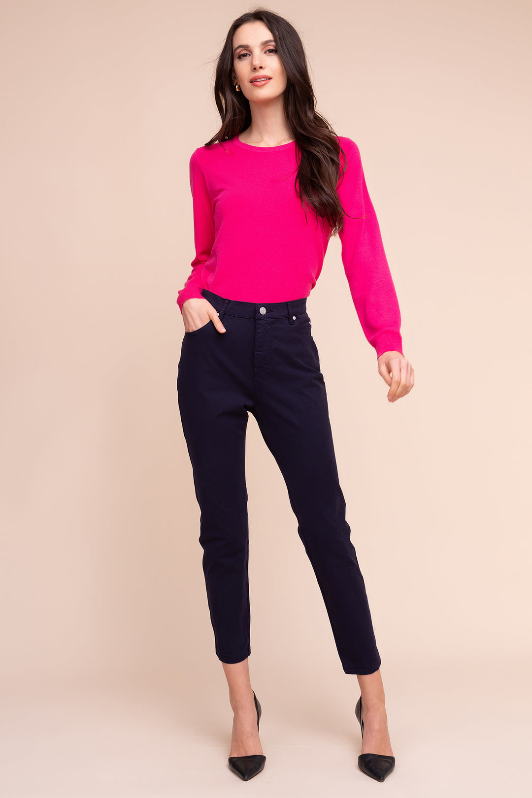 Alison Sheri PAS2400 Navy Cropped Trousers at Rouge Boutique