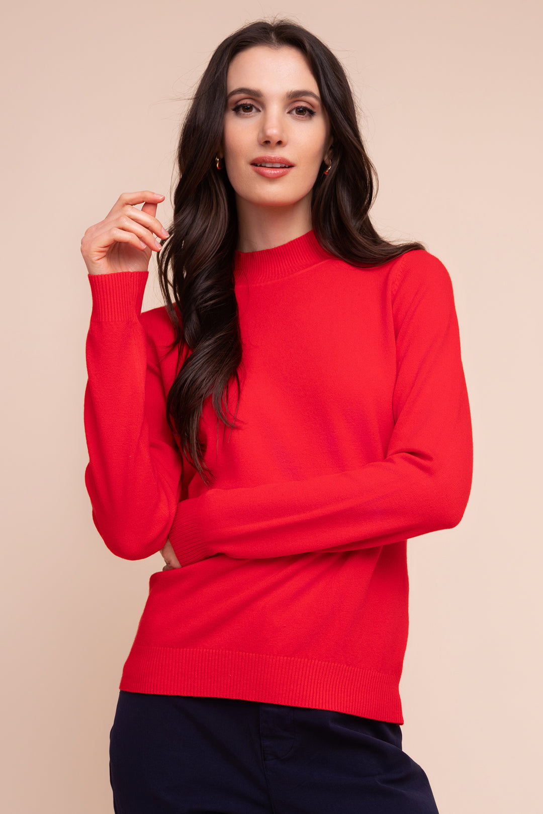 Alison Sheri YRE705 Red Mock Turtle Jumper at Rouge Boutique