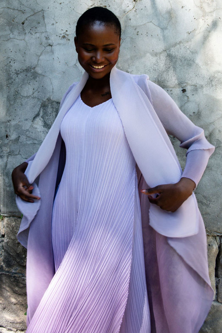 Alquema Estrella Dress and Collare Coat AC2404 Foggy Lavender - Rouge Boutique Inverness