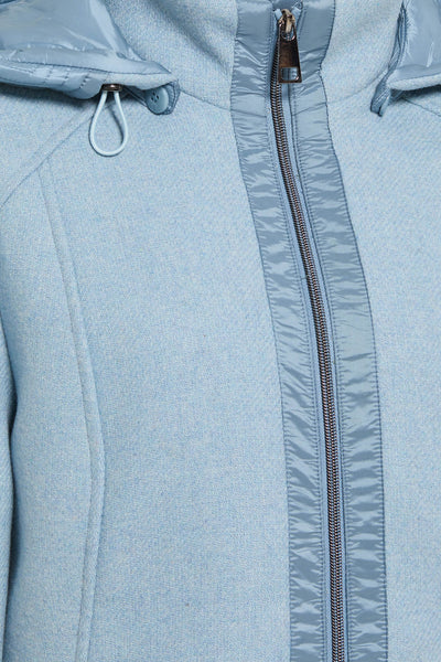 Barbara Lebek 30010032 Sky Blue Wool Coat With Hood - Rouge Boutique