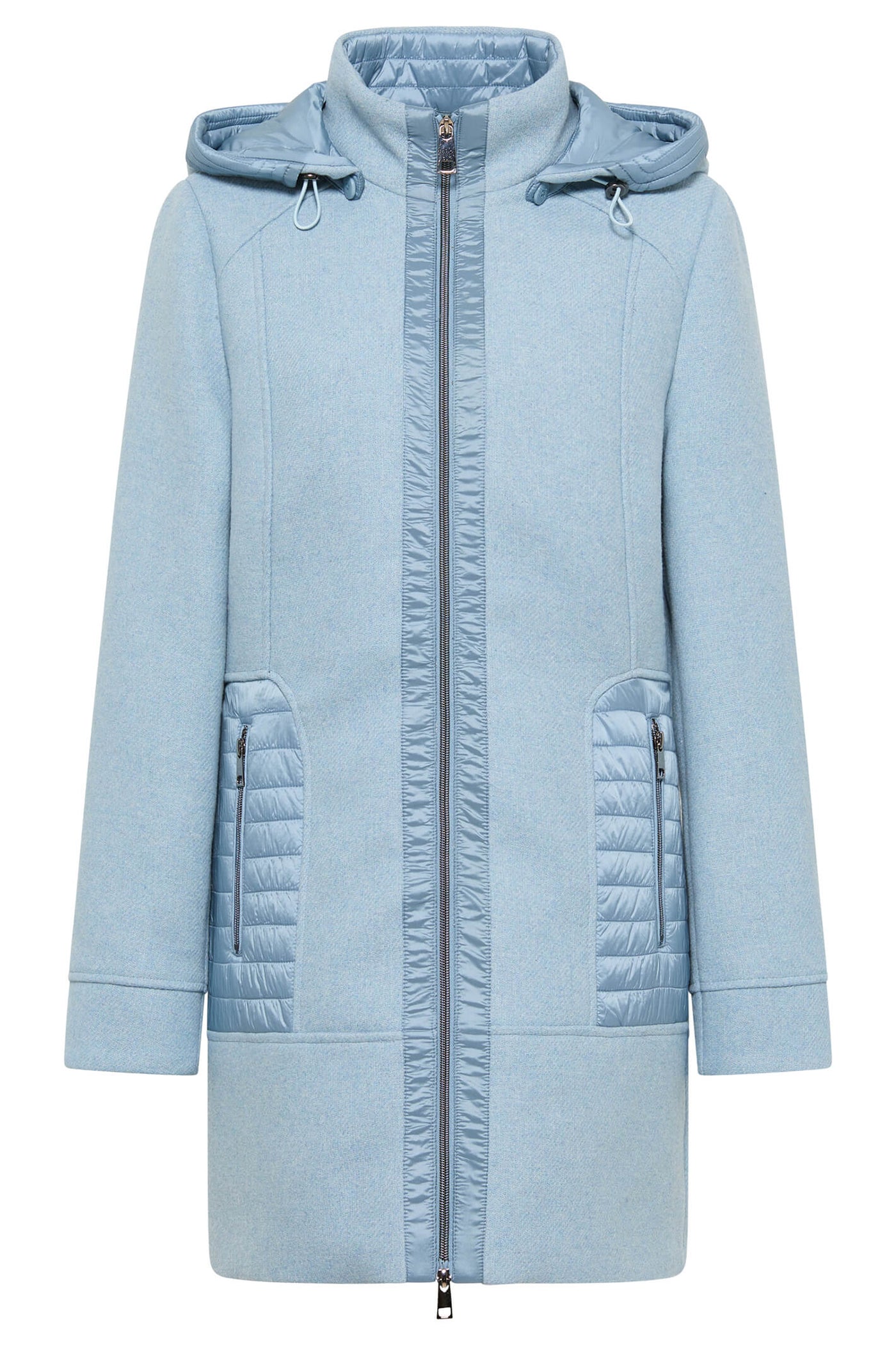 Barbara Lebek 30010032 Sky Blue Wool Coat With Hood - Rouge Boutique