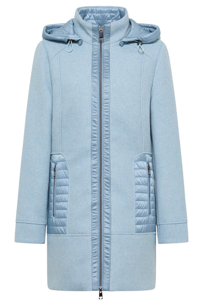 Barbara Lebek 30010032 Sky Blue Wool Coat With Hood - Rouge Boutique