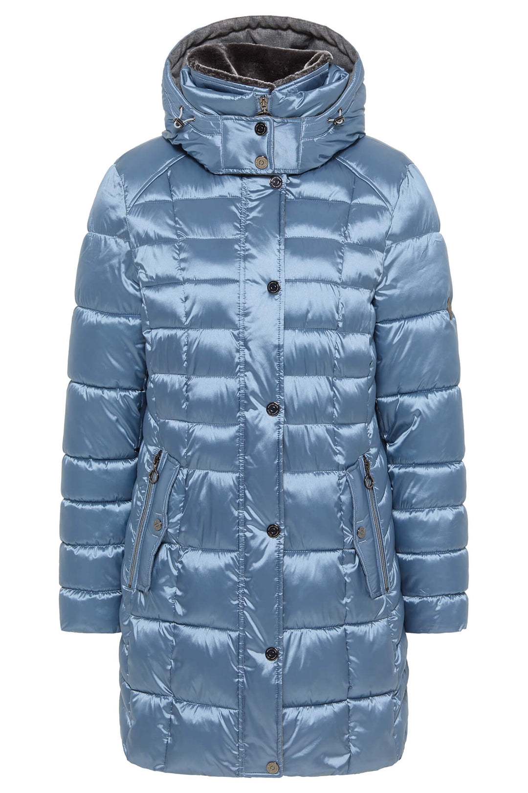 Barbara Lebek 30390032 Ice Blue Down Free Padded Coat With Hood - Rouge Boutique