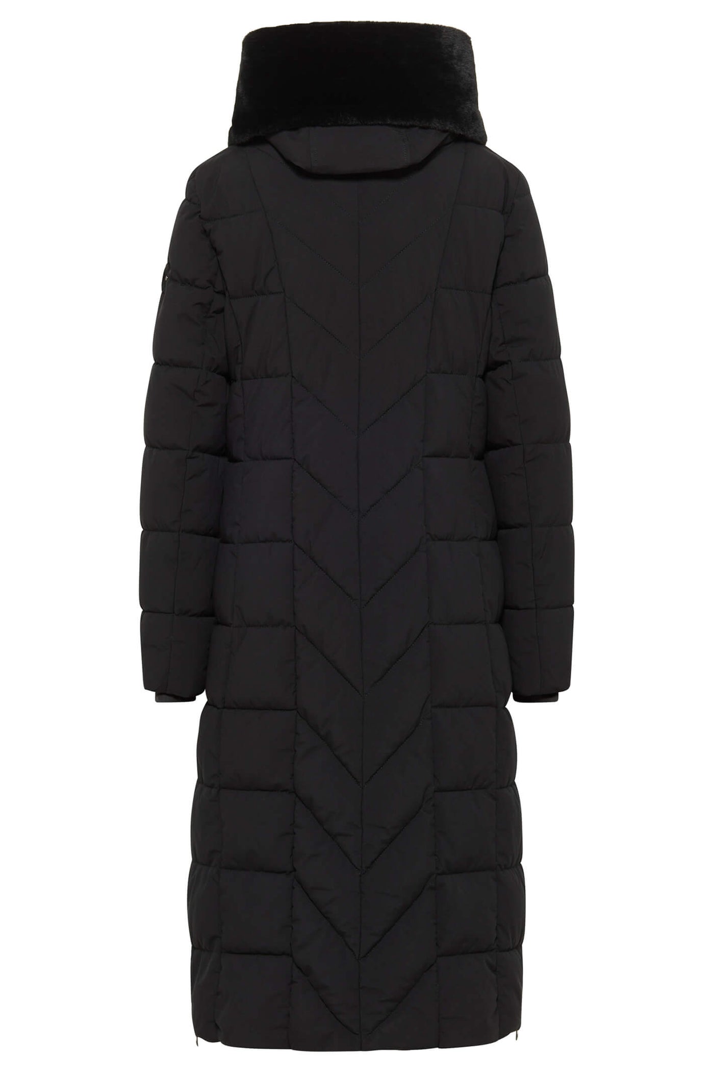 Barbara Lebek 30710032 Black Down Free Coat With Faux Fur Collar - Rouge Boutique
