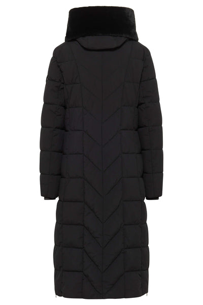 Barbara Lebek 30710032 Black Down Free Coat With Faux Fur Collar - Rouge Boutique
