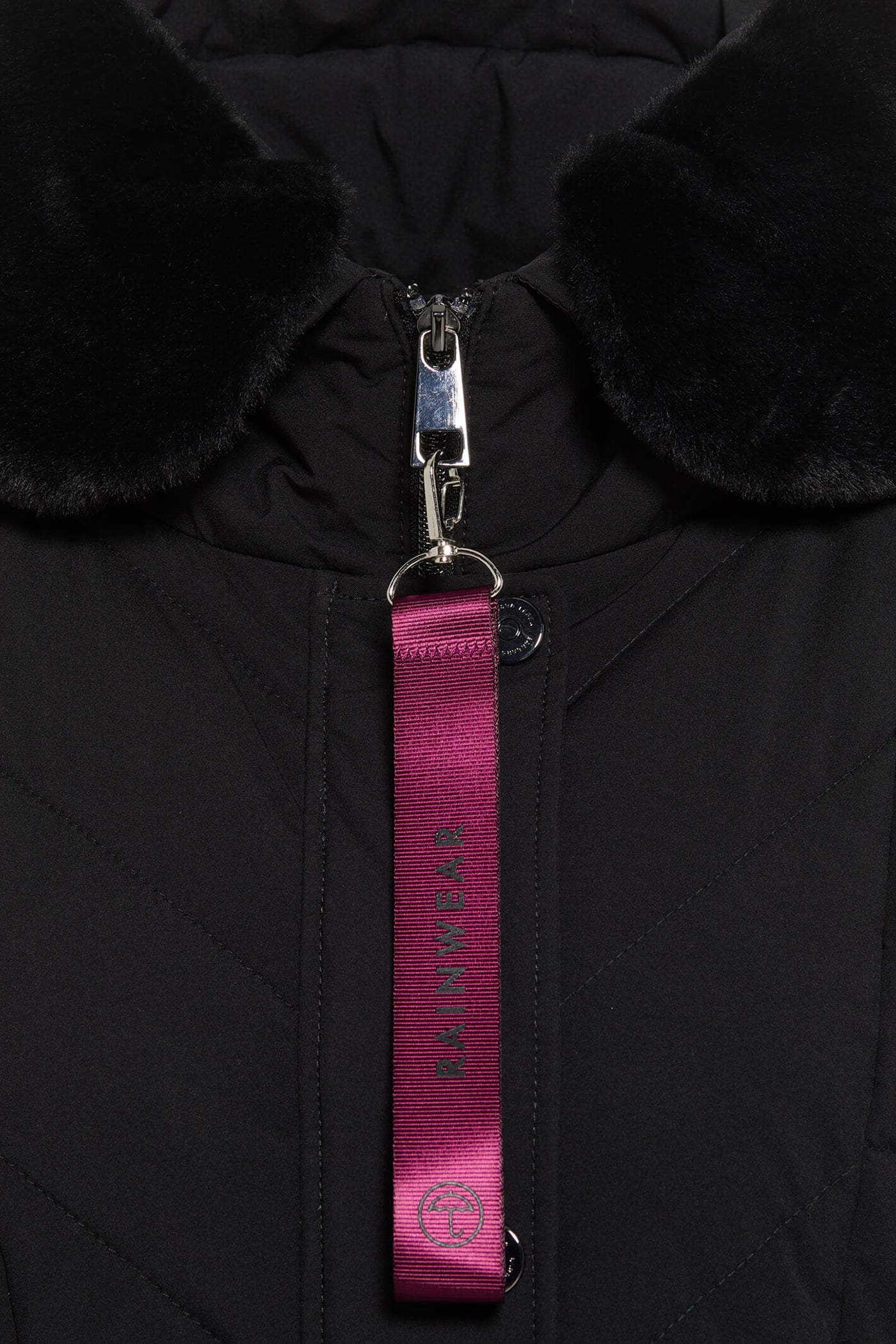 Barbara Lebek 30710032 Black Down Free Coat With Faux Fur Collar - Rouge Boutique