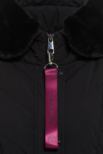 Barbara Lebek 30710032 Black Down Free Coat With Faux Fur Collar - Rouge Boutique