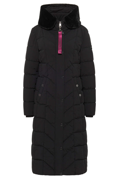 Barbara Lebek 30710032 Black Down Free Coat With Faux Fur Collar - Rouge Boutique