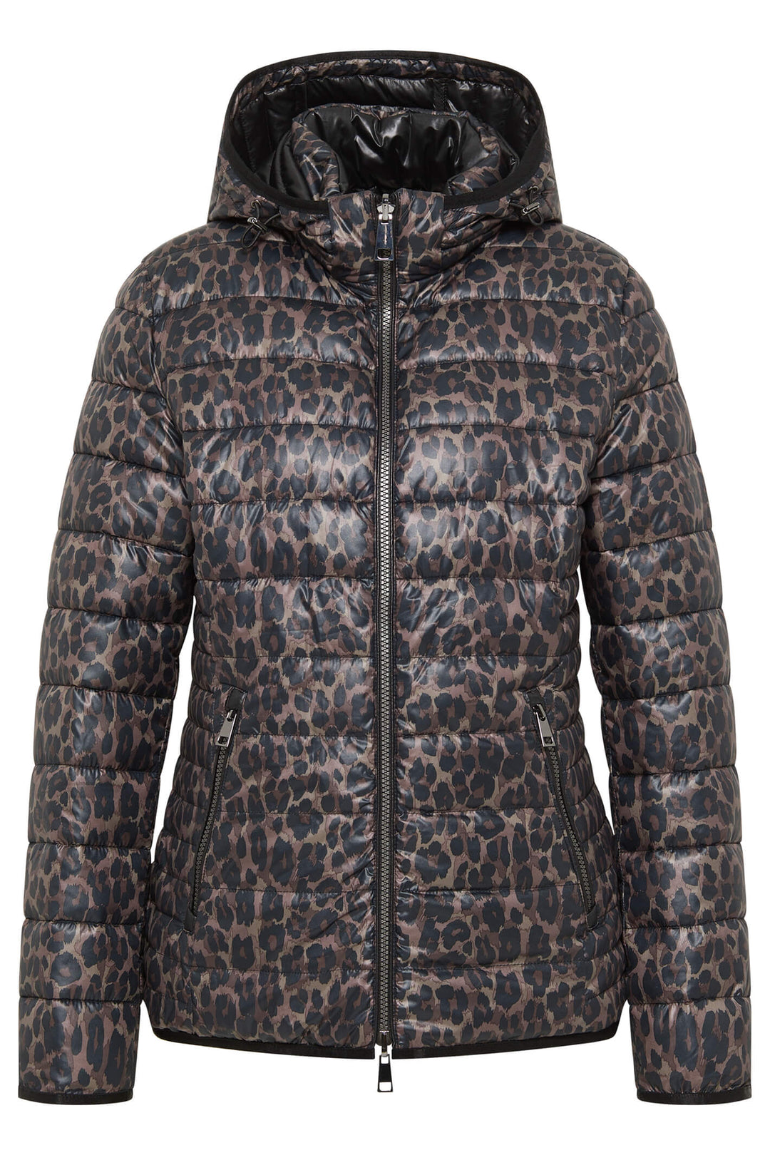 Barbara Lebek 31200032 Black Animal Print Down Free Reversible Coat - Rouge Boutique