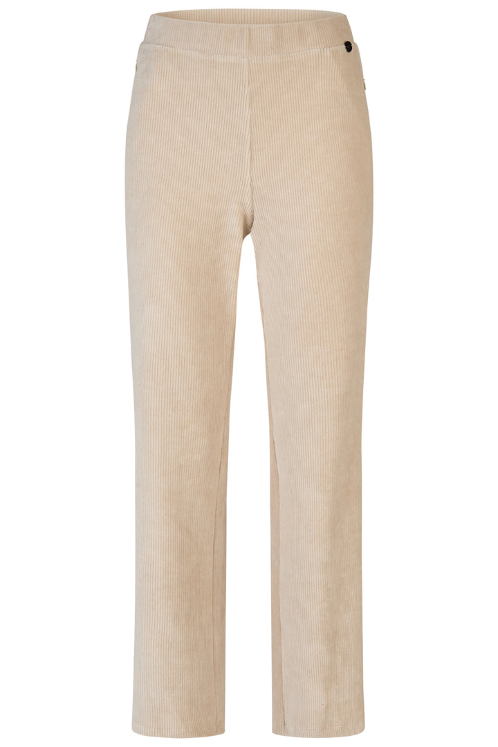 Beige ribbed trousers on a white background