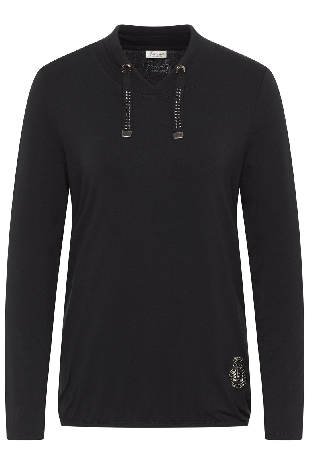 Barbara Lebek 36010032 Black Drawstring Neck Long Sleeve Top - Rouge Boutique