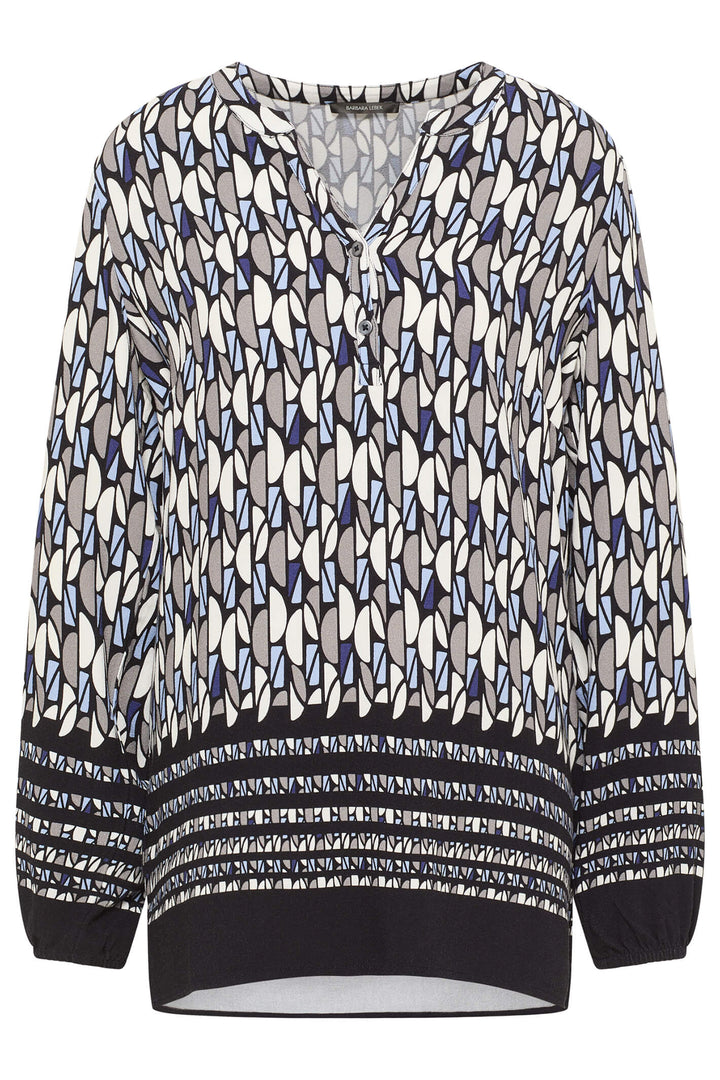 Barbara Lebek 36550032 Blue Black Print Split Neck Tunic - Rouge Boutique