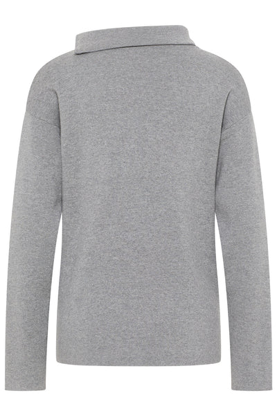 Barbara Lebek 40360032 Grey Marl Zip Neck Jumper - Rouge Boutique