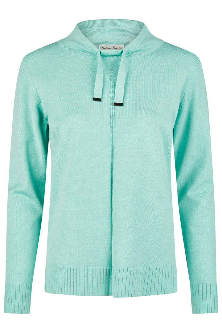 Mint green sweater a white background