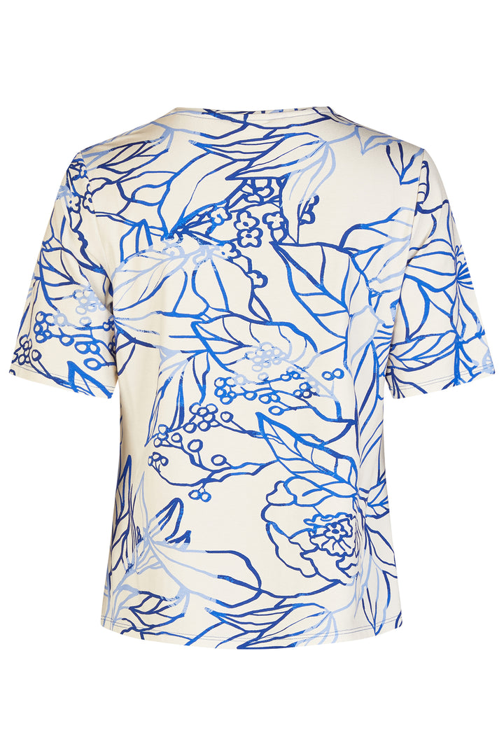 Barbara Lebek 57710062 Ocean Blue Flower Outline T-Shirt 771